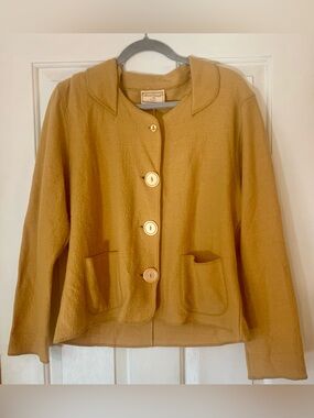April Cornell Mustard Button-Front Wool Jacket M